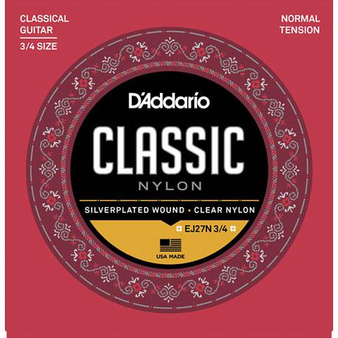 Струны для классической гитары D'Addario EJ27N 3/4 - струны для классических гитар 3/4, среднее натяжение - фото 1