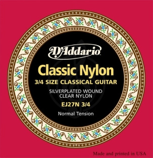 Струны для классической гитары D'Addario EJ27N 3/4 - струны для классических гитар 3/4, среднее натяжение - фото 2
