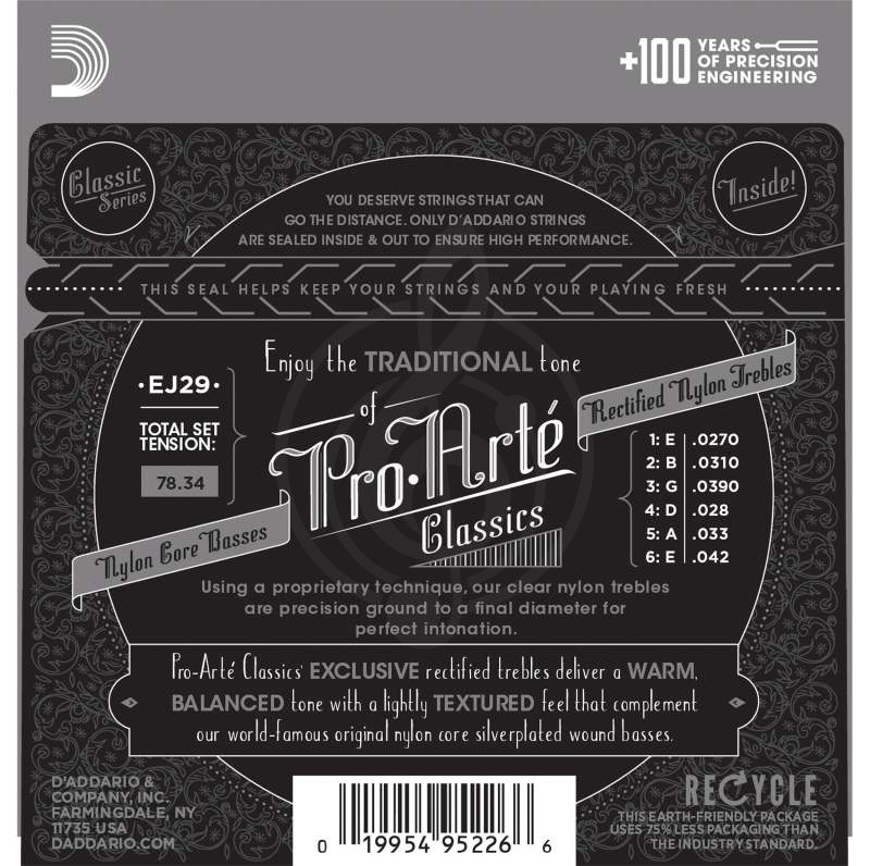 Струны для классической гитары D'ADDARIO EJ29 - Струны для классической гитары. Серебро, слабое натяжение - фото 2