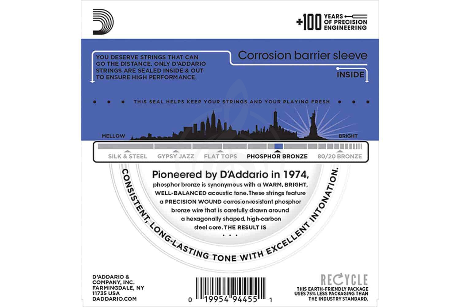 Струны для акустической гитары D'Addario EJ37 Phosphor Bronze - Комплект струн для 12-струнной гитары - фото 2