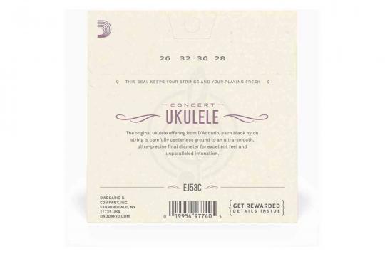 Струны для укулеле концерт D'ADDARIO EJ53C струны для укулеле концерт, черный нейлон - фото 3