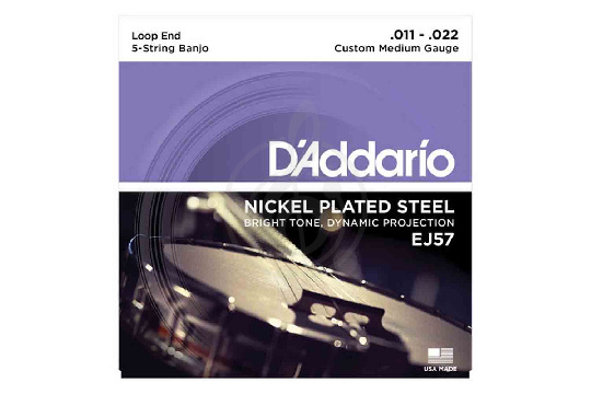 Струны для банджо D'Addario EJ57 - Набор струн 5 шт для банджо - фото 1