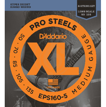 Струны для бас-гитары D'Addario EPS160-5 - струны для 5 стр.БАС-гит, ProSteels/Long, 50-135 - фото 1