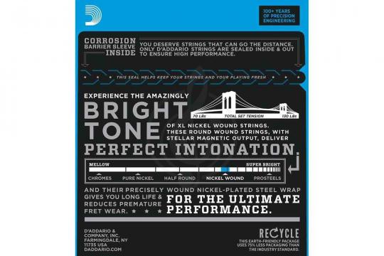 Струны для электрогитары D`Addario EXL115W XL NICKEL WOUND - Струны для электрогитары 11-49 - фото 2