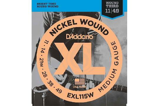 Струны для электрогитары D`Addario EXL115W XL NICKEL WOUND - Струны для электрогитары 11-49 - фото 1