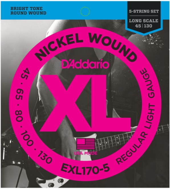 Струны для бас-гитары D'Addario EXL170-5 - Струны для 5-струнной бас-гитары 45-130 - фото 1