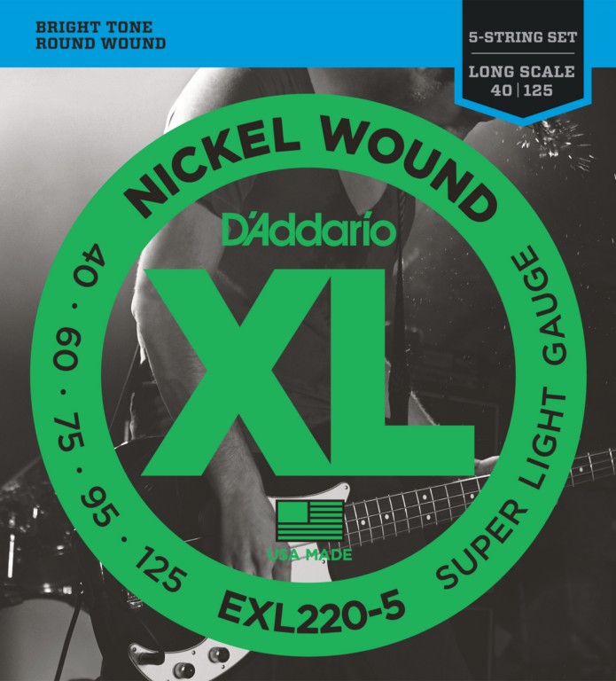 Струны для бас-гитары D'Addario EXL220-5 Струны для 5-струнной бас-гитары 40-125 - фото 1