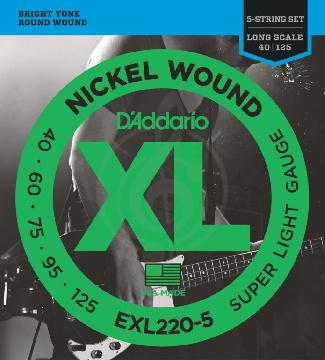 Струны для бас-гитары D'Addario EXL220-5 Струны для 5-струнной бас-гитары 40-125 - фото 1