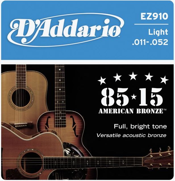 Струны для акустической гитары D'Addario EZ910 Струны для акустической гитары 11-52 - фото 1