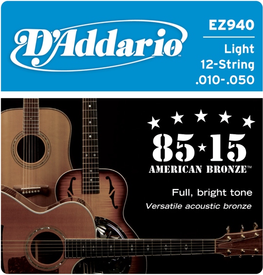 Струны для акустической гитары D'Addario EZ940 Струны для 12-ти струнной акустической гитары 10/10 - 50/26 - фото 1