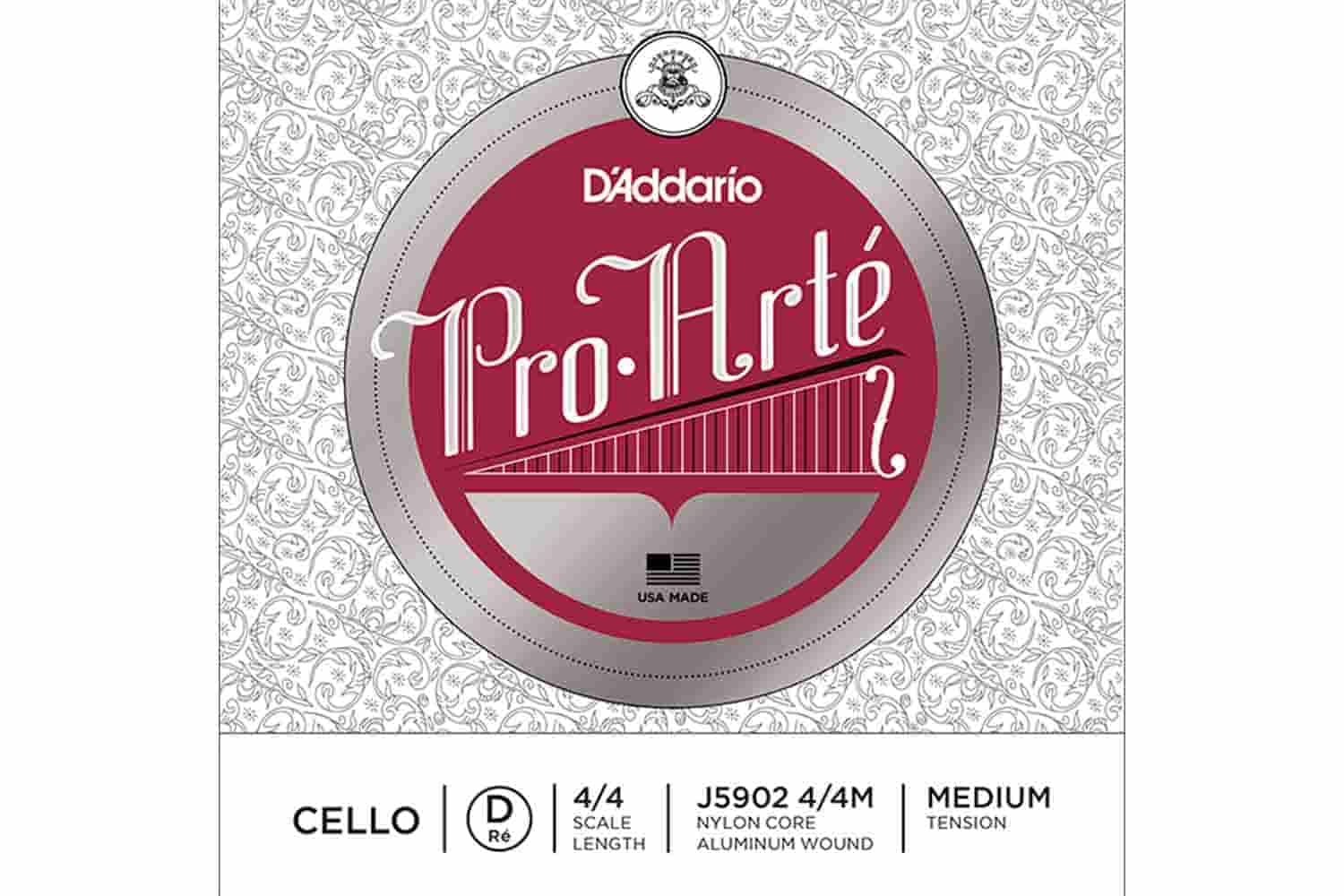 D'Addario J5902-4/4M Pro-Arte - Отдельная струна D/Ре для виолончели 4/4, среднее натяжение - фото 1