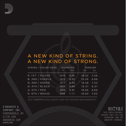 Струны для электрогитары D'Addario NYXL1046 - струны для эл .гит, никель, 10-46 - фото 2