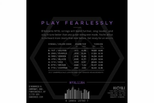 Струны для электрогитары D'Addario NYXL1164 NYXL - Комплект струн для 7-струнной электрогитары - фото 2