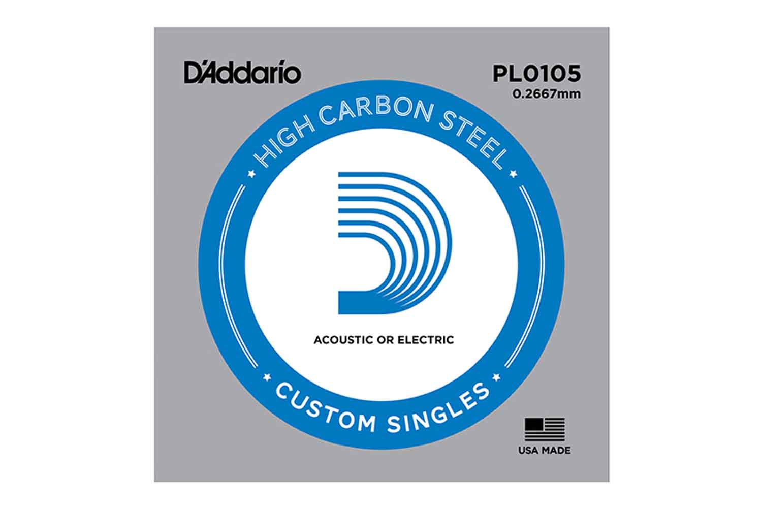 Струны для электрогитары D'Addario PL0105 Plain Steel - Отдельная струна без обмотки - фото 1