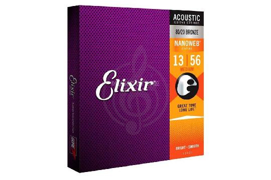 Изображение ELIXIR 11102 NanoWeb Medium - Струны для акустической гитары