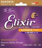 Изображение ELIXIR 16002 струны для акустической гитары Phos Bronze 10-47