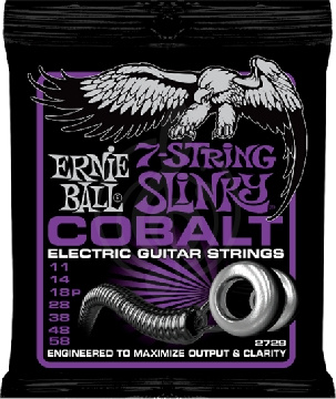 Струны для электрогитары Ernie Ball 2729 струны для 7стр. эл.гитары Cobalt Electric Power Slinky 7 (11-58) - фото