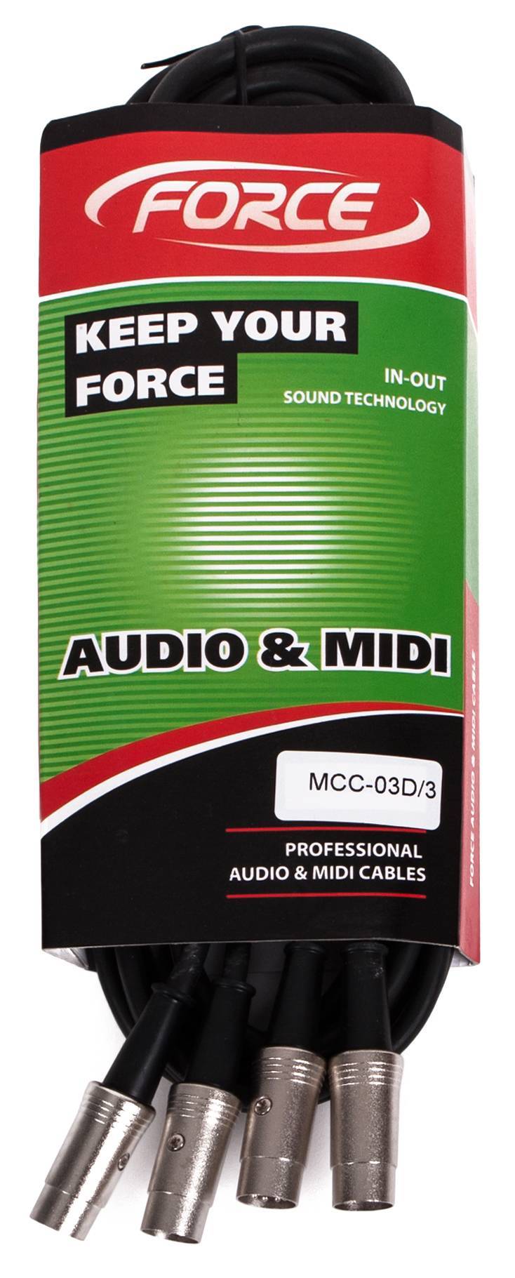 Кабель MIDI FORCE MCC-03D/3 - сдвоенный MIDI шнур: 2 x DIN 5PIN ---2 x DIN 5PIN, длина 3 метра - фото 1