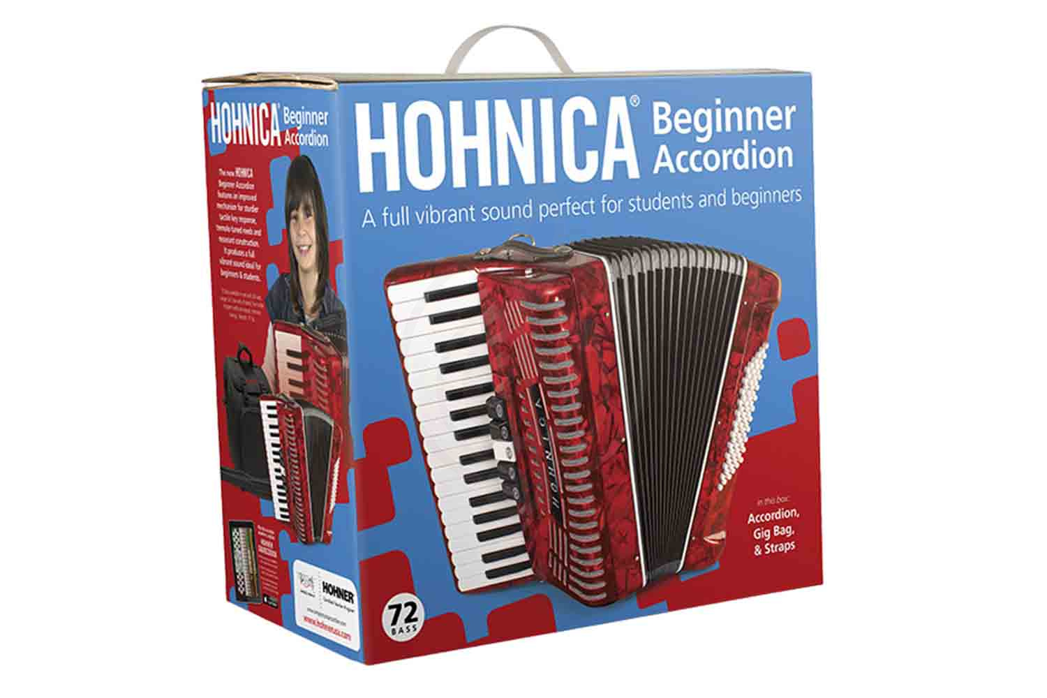 Аккордеон 3/4 Hohner A1622 (1305) Hohnica 72 Аккордеон, красный - фото 6