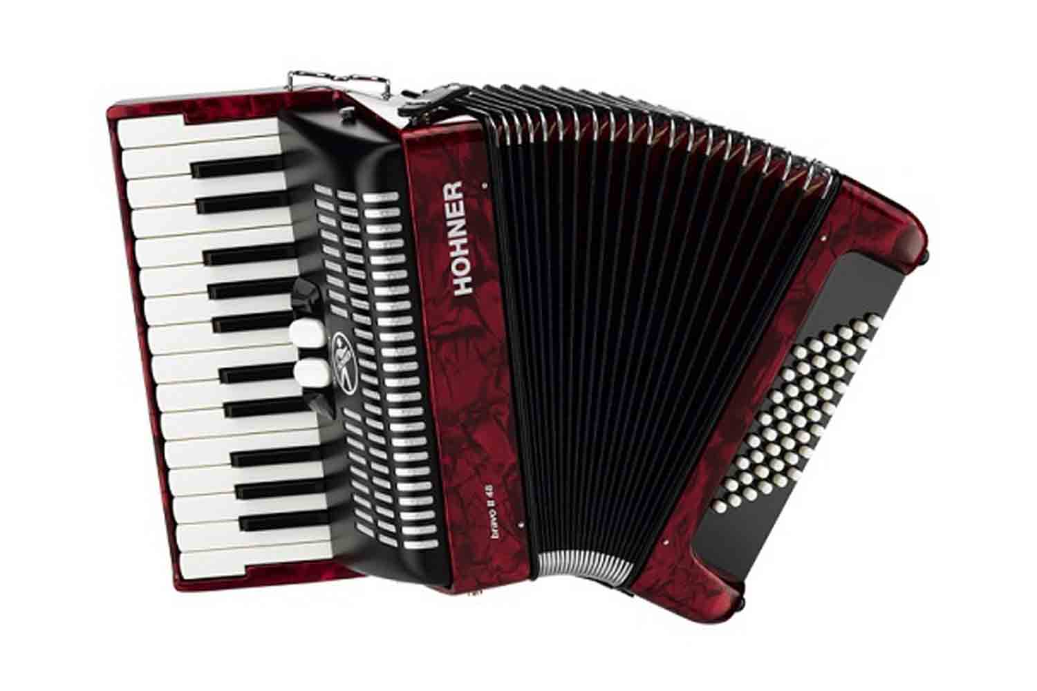 Аккордеон 1/2 Hohner A4053 BRAVO II 48 Red Аккордеон - фото 1