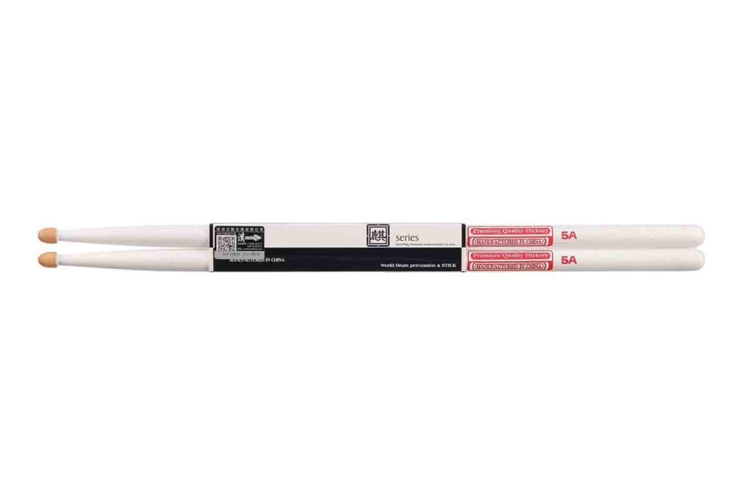 Барабанные палочки HUN 10103004 Colored Series QI 5A WHITE - Барабанные палочки, орех гикори, белые - фото 1