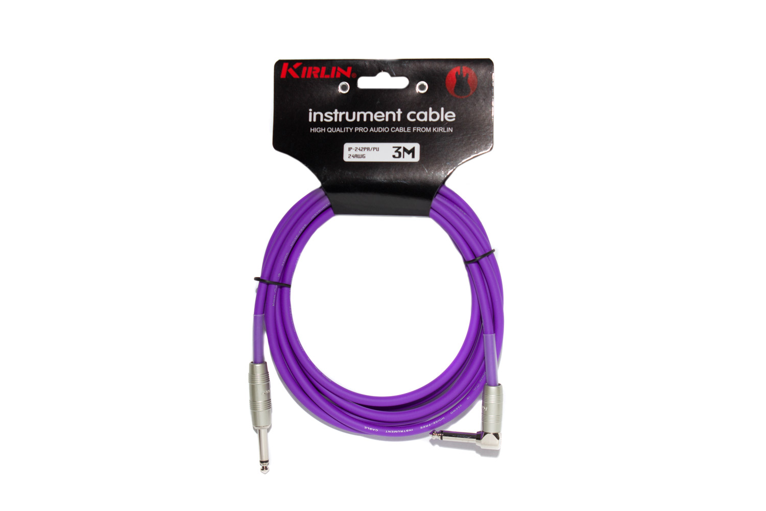 Гитарный кабель Kirlin IP-242PR-3M/PU 24AWG - Инструментальный угловой кабель 3м - фото 1