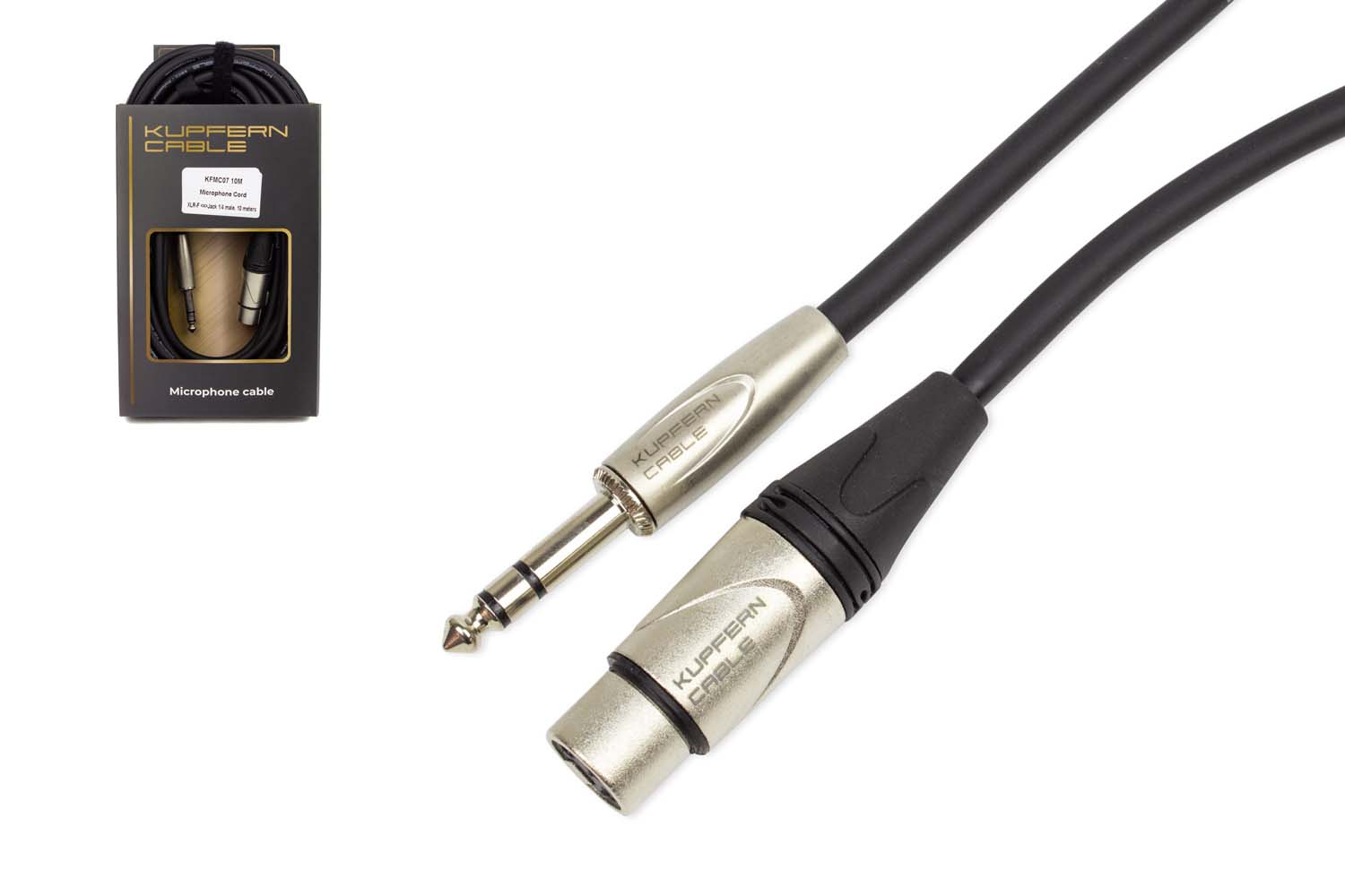 XLR-Jack микрофонный кабель KUPFERN KFMC07 10M - Шнур микрофонный XLR-F - Jack 1/4 stereo male - фото 1