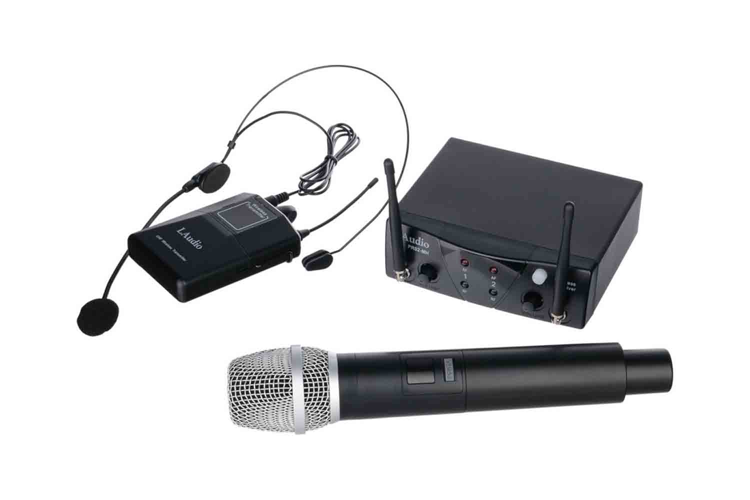 Радиосистема с головным микрофоном LAudio PRO2-MH - Двухканальная радиосистема с ручным передатчиком и головным микрофоном - фото 1