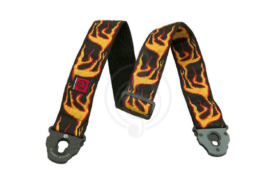 Ремень для гитары Planet Waves 50PLA01 Planet Lock Ремень для гитары с фиксатором, рисунок "Flames"  - фото 1