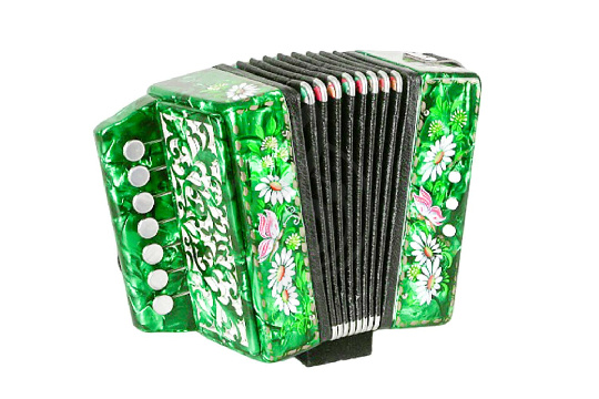 Гармонь Тульская Гармонь GN-25-GR сувенирная "Кроха" 7х3-I зеленая - фото