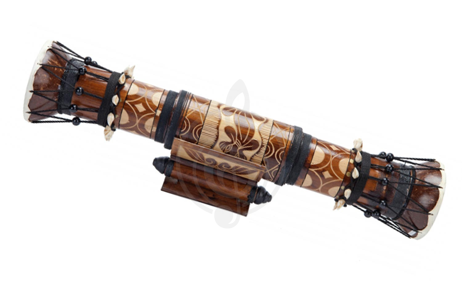  VESTON FDD-59 - двойной этнический барабан на подставке, размер: 11см х 59см x 20см - фото 1